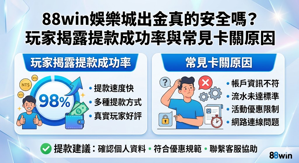 88win娛樂城出金真的安全嗎？玩家揭露提款成功率與常見卡關原因